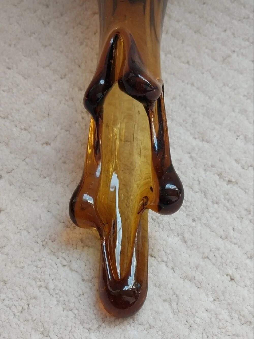 Murano Amber and Dark Brown Sculptural Art Glass Vase